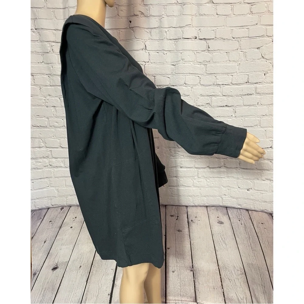 New Free People Beach Black Cotton Long Sleeve T-Shirt Tunic Dress Size M